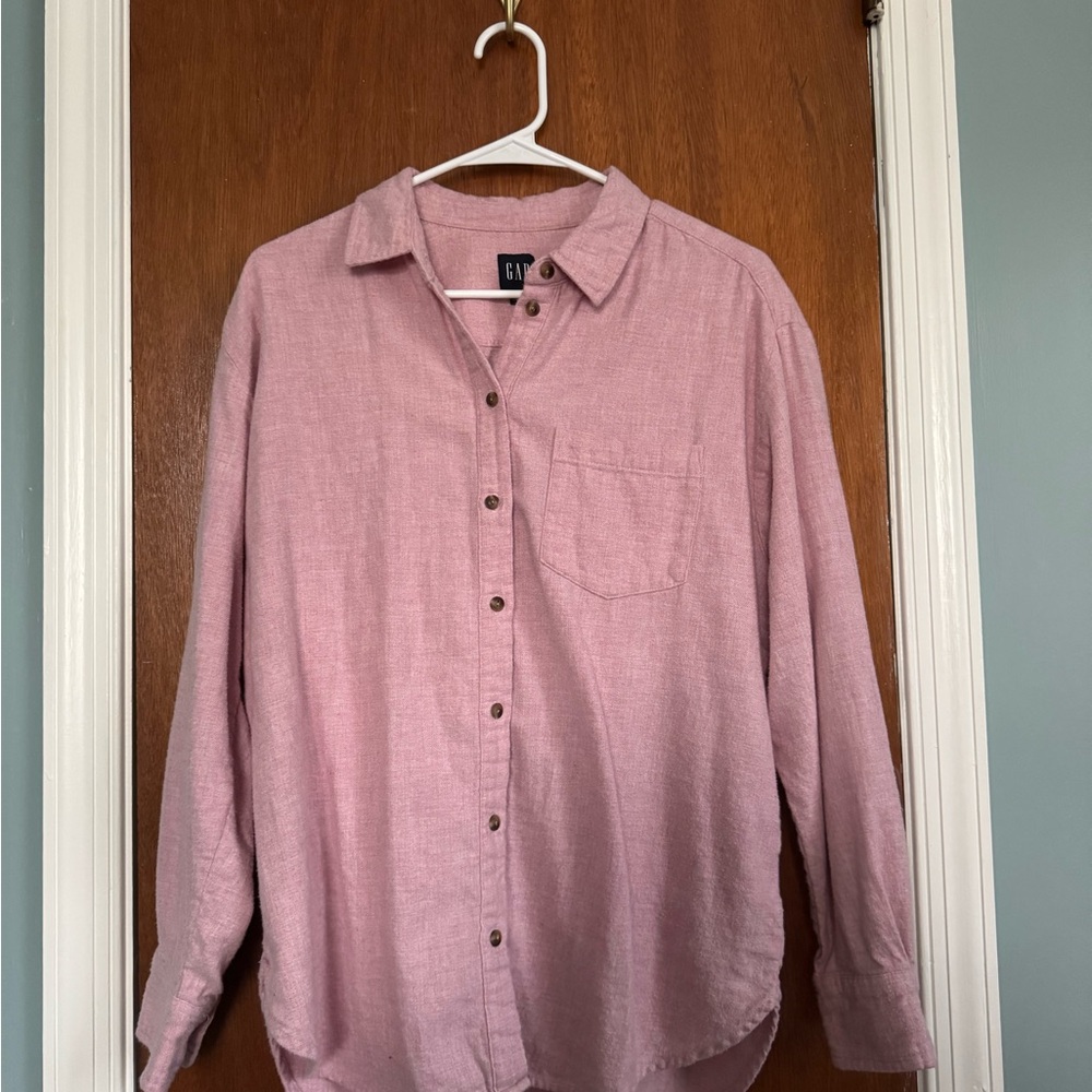 GAP Pink Button Down Shirt Linen Blend